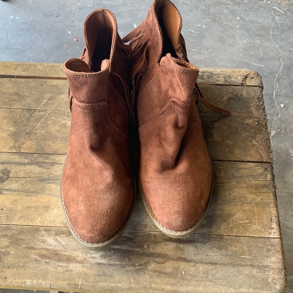 Brown booties . Worn once.